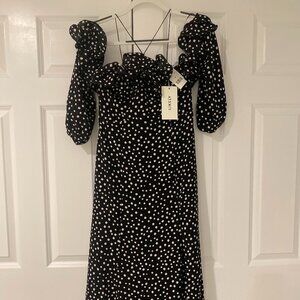 LIKELY Women's Rocky Off-the-Shoulder Polka Dot Midi Dress, Sz 6